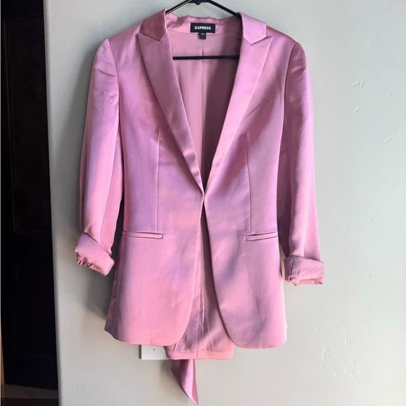 Express Pink Blazer Small Barbiecore Coquette Power Blazer Chic Workwear - Picture 1 of 7
